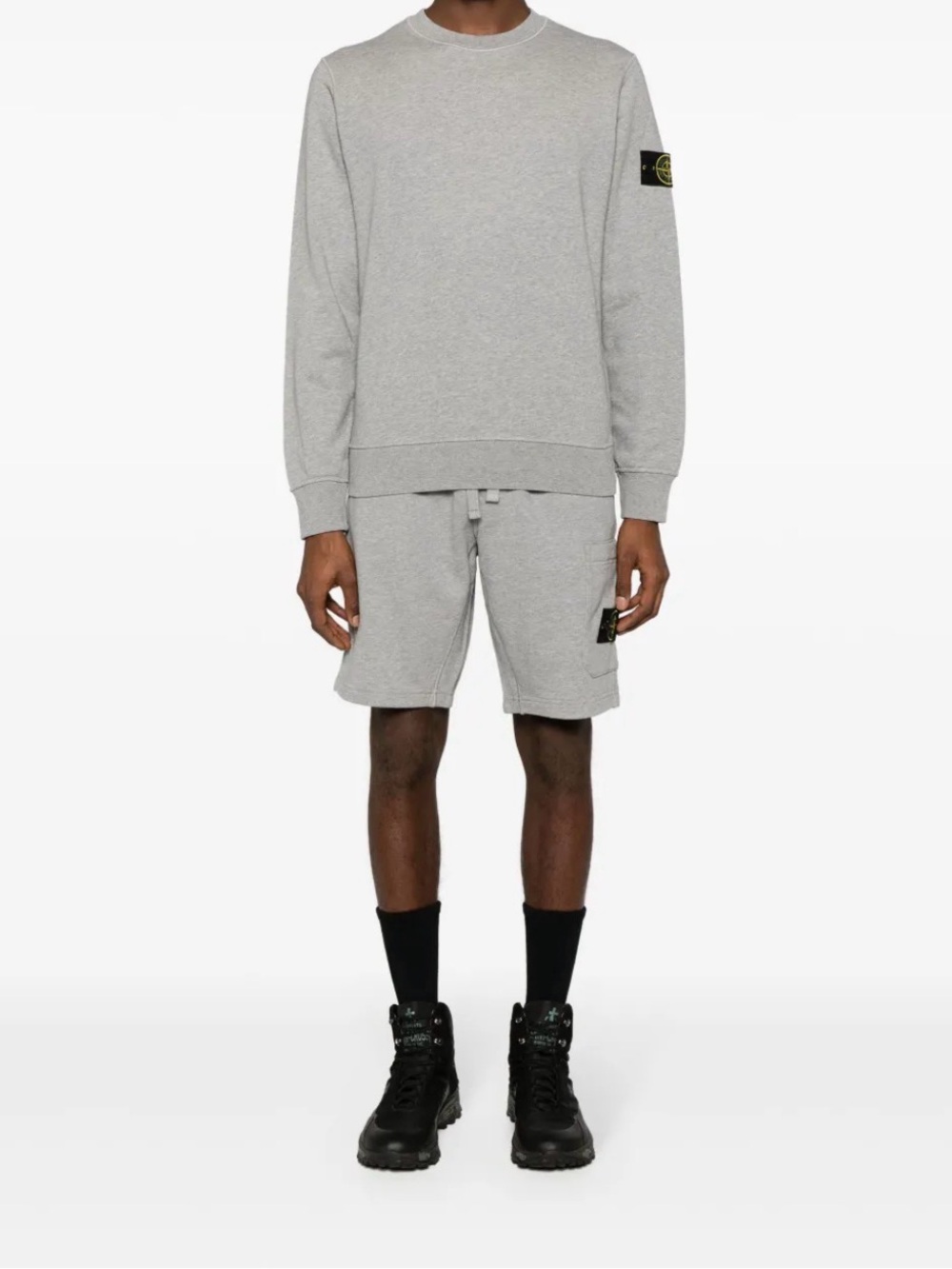 Stone Island Compass-badge Cotton Sweatshirt Grey Crewneck Size S